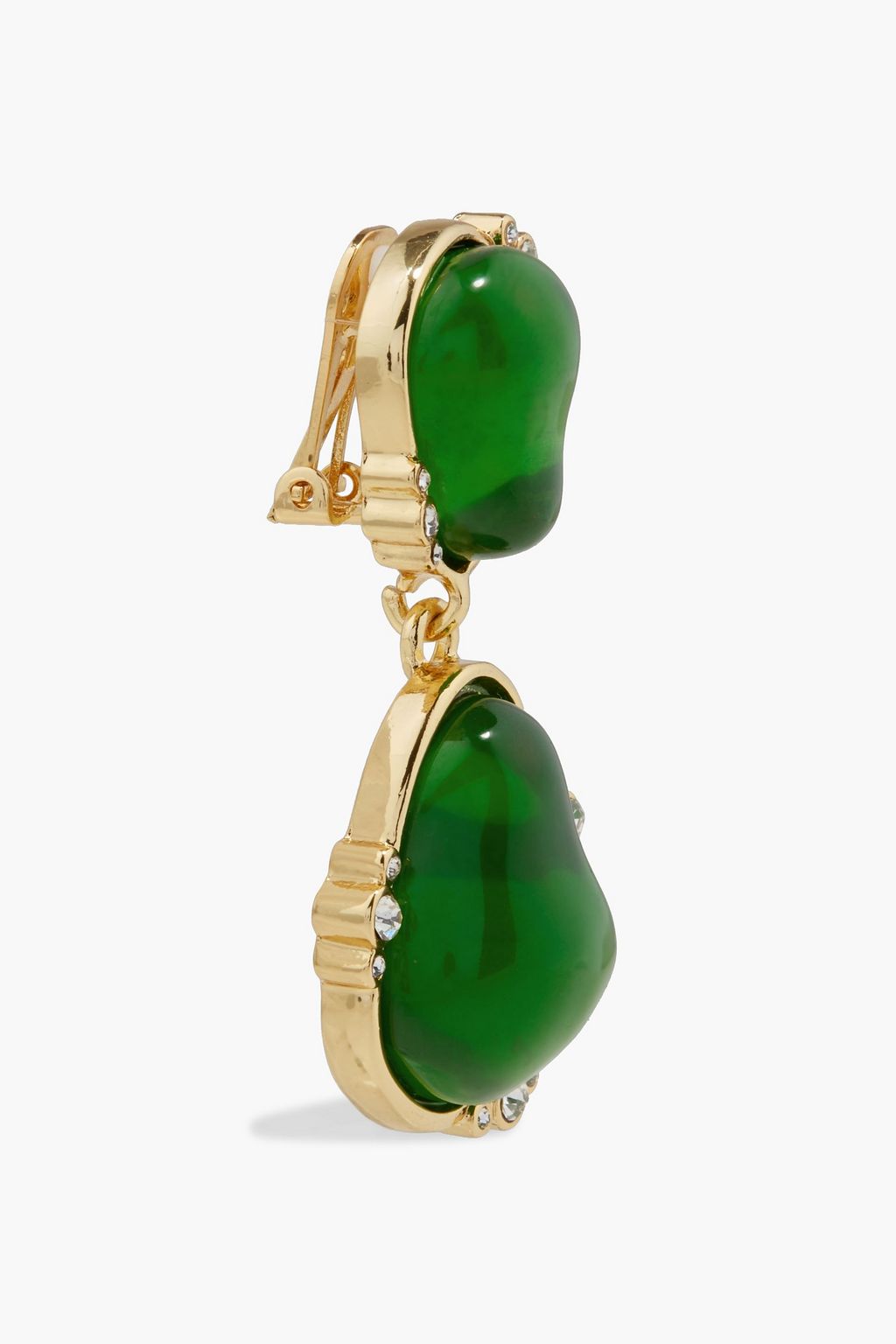 KENNETH JAY LANE Gold-plated, crystal and stone clip earrings