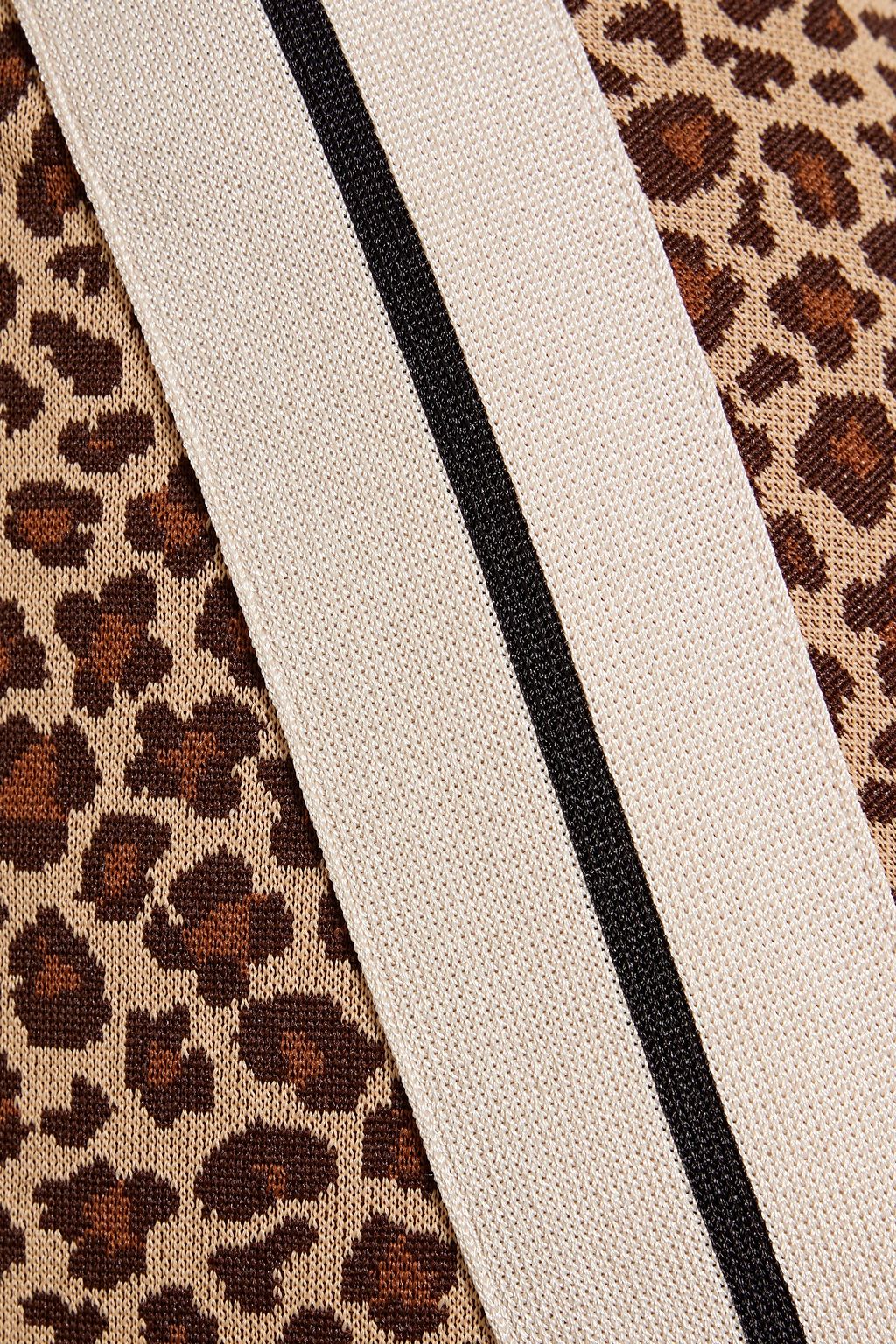 PALM ANGELS Wrap-effect leopard jacquard-knit mini skirt