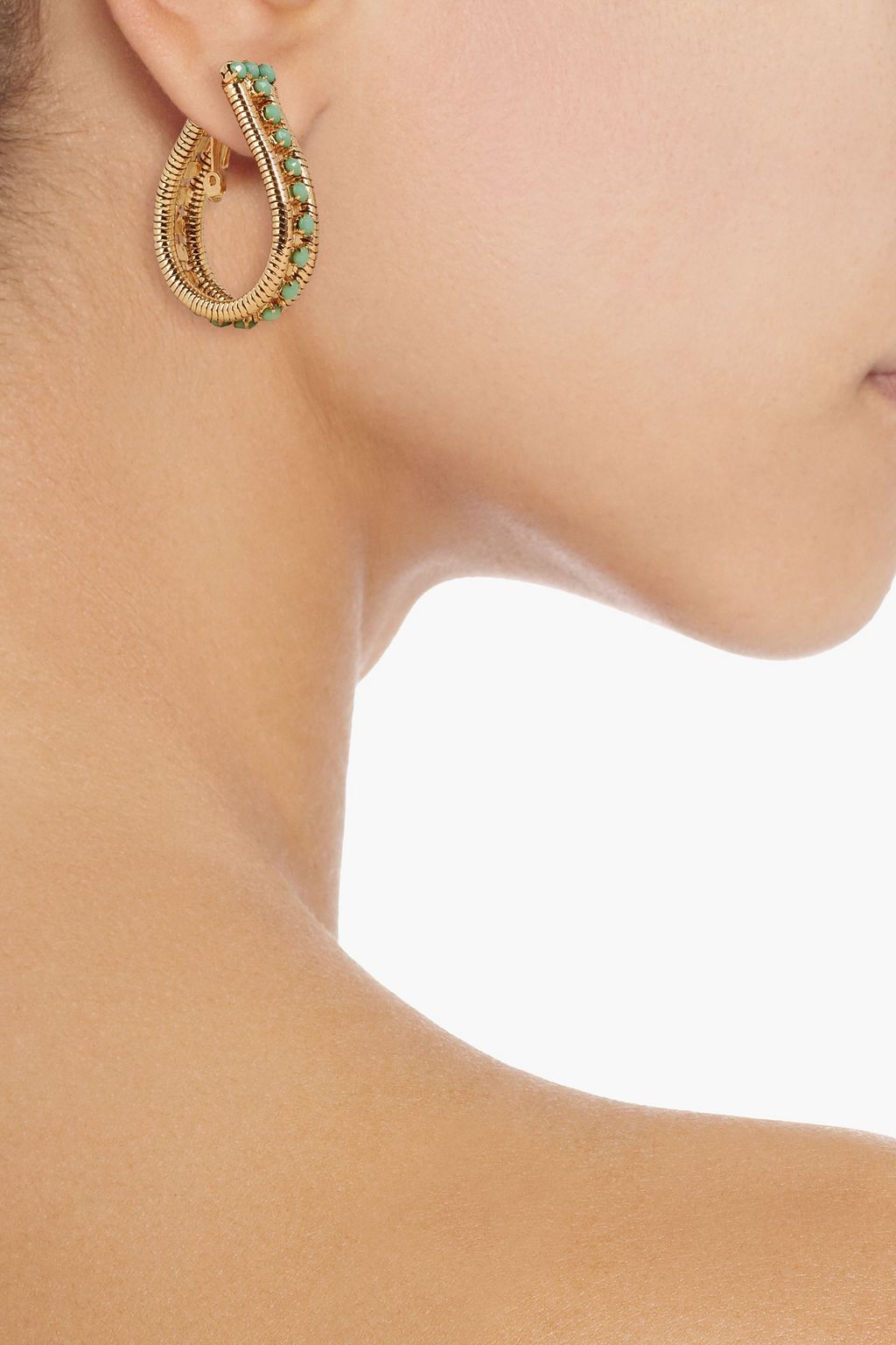 KENNETH JAY LANE Gold-tone stone clip earrings