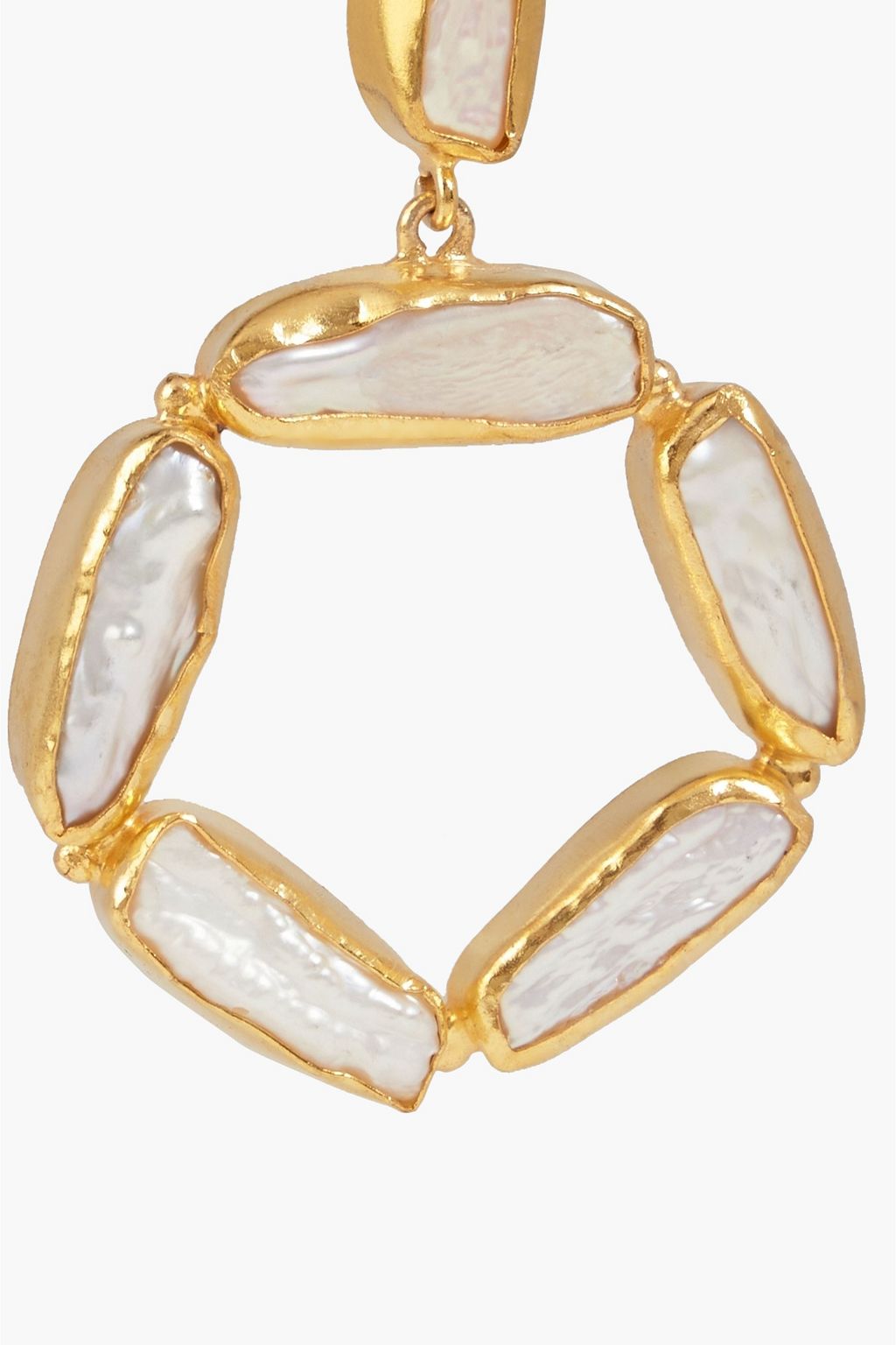 KENNETH JAY LANE Hammered gold-tone faux pearl earrings