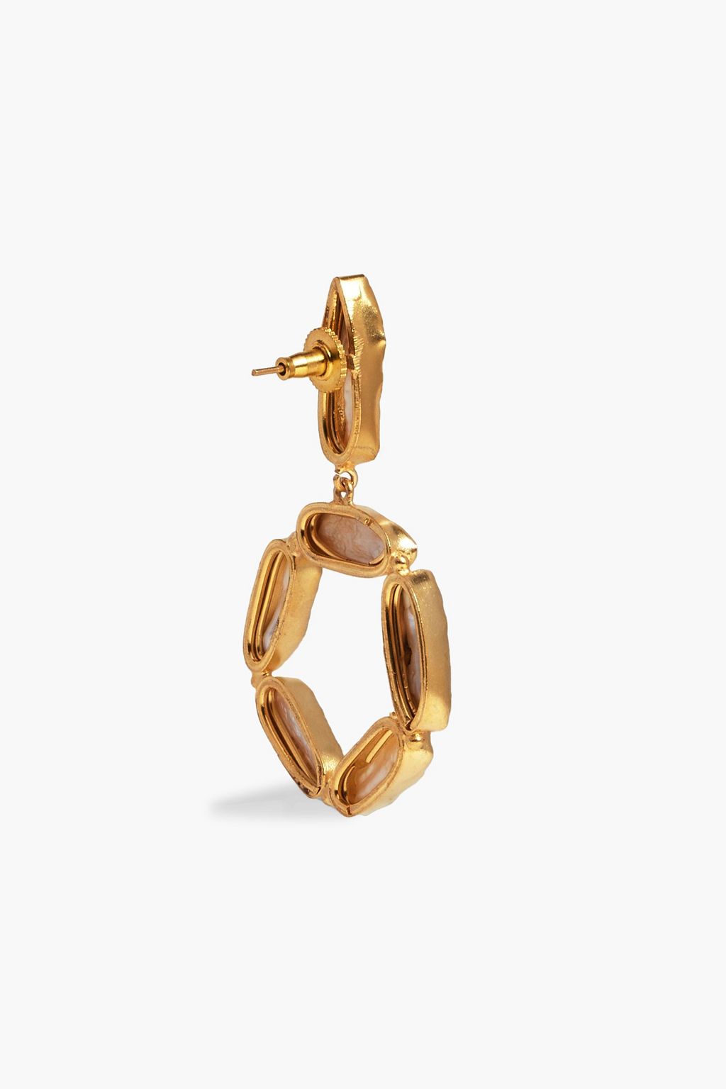 KENNETH JAY LANE Hammered gold-tone faux pearl earrings