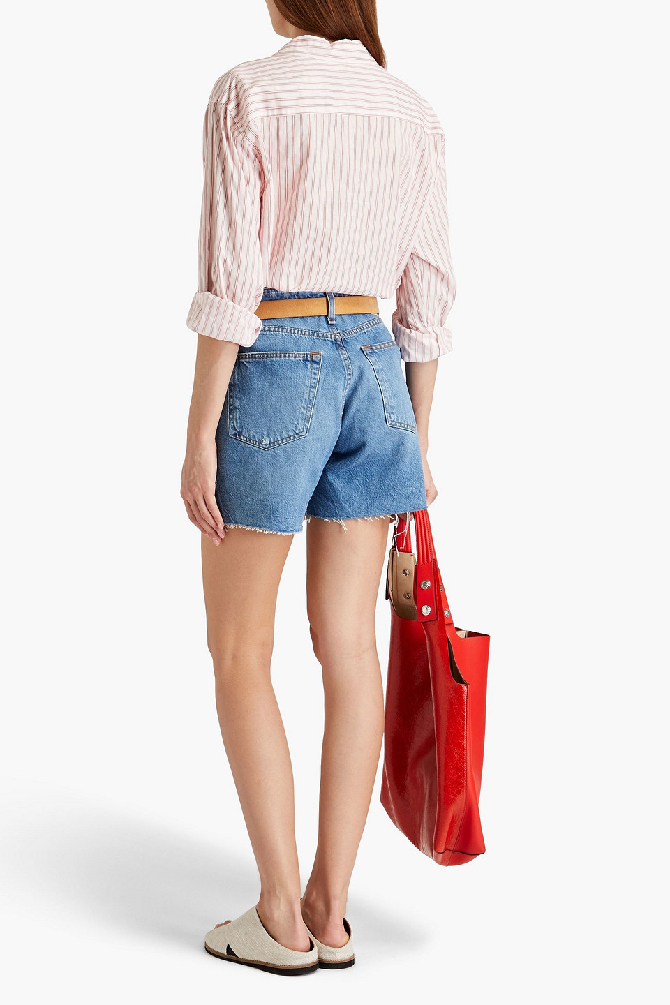 Shop Rag & Bone Rosa Faded Distressed Denim Shorts In Light Denim