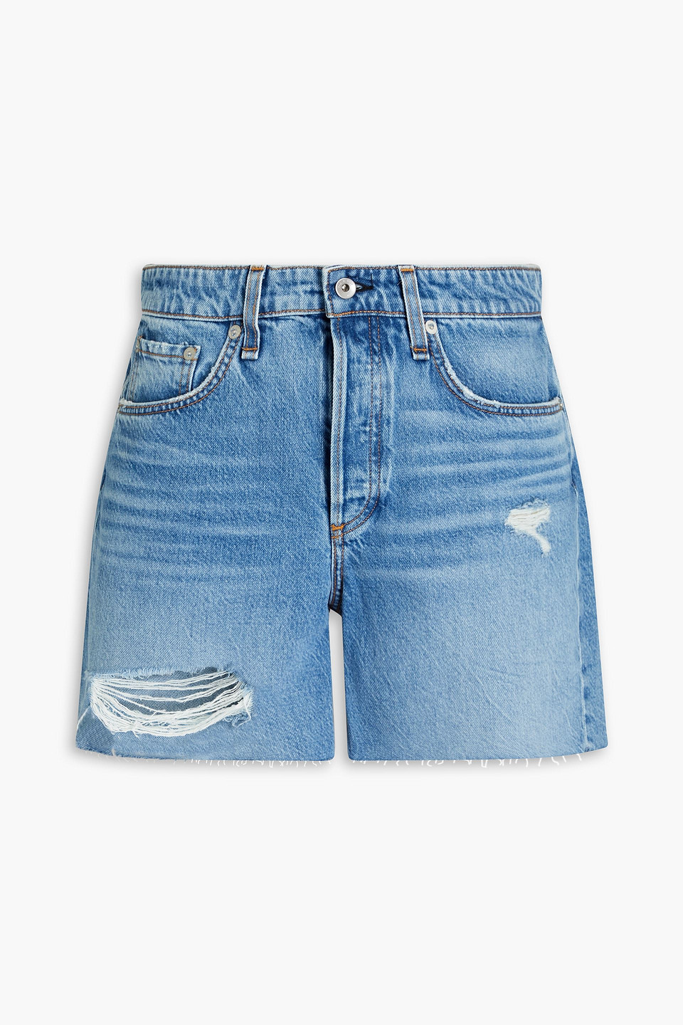 Shop Rag & Bone Rosa Faded Distressed Denim Shorts In Light Denim