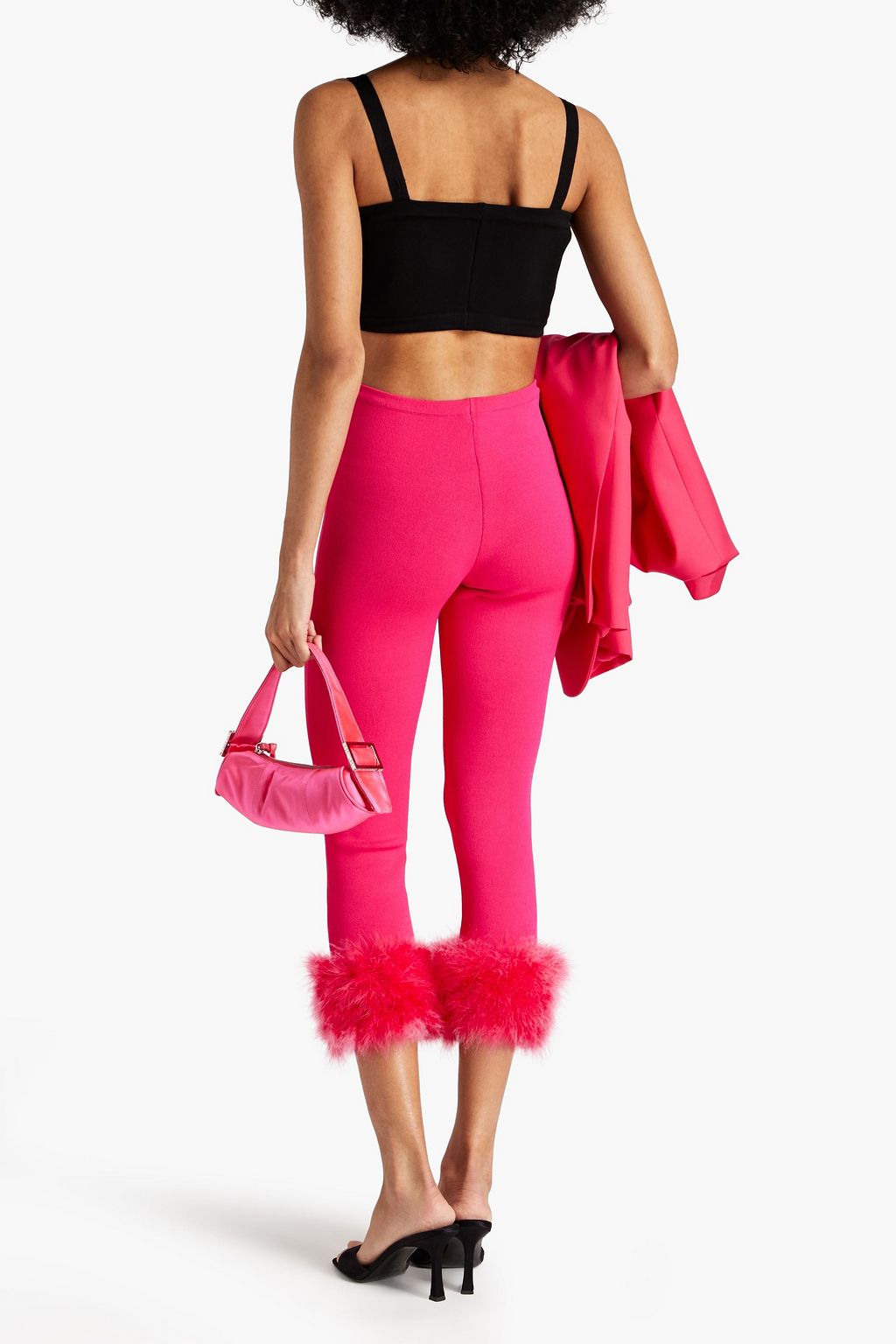 MAGDA BUTRYM Cropped Leggings aus Stretch-Strick mit Federn