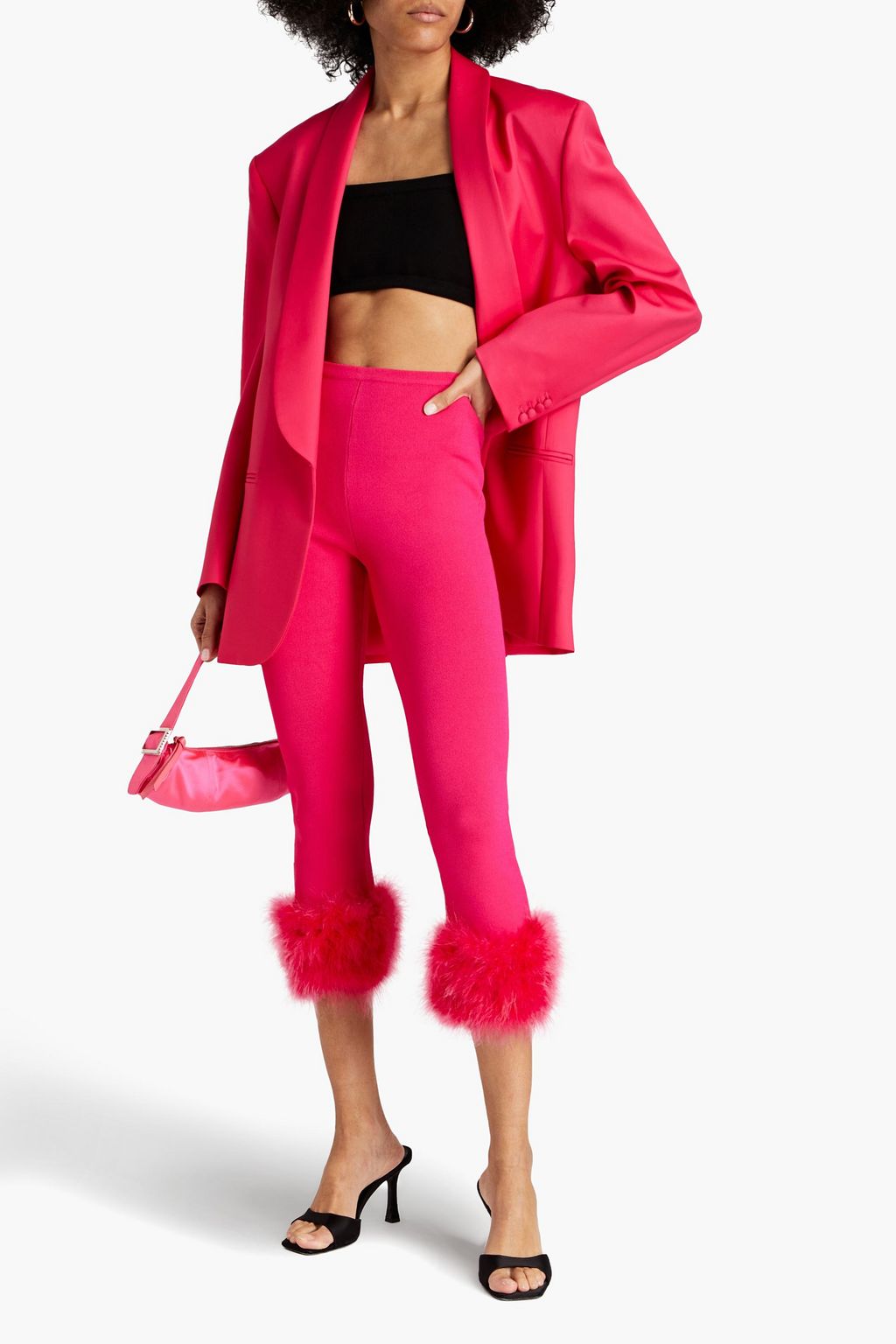 MAGDA BUTRYM Cropped Leggings aus Stretch-Strick mit Federn