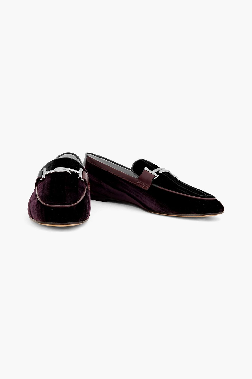 TOD'S Embellished velvet loafers THE