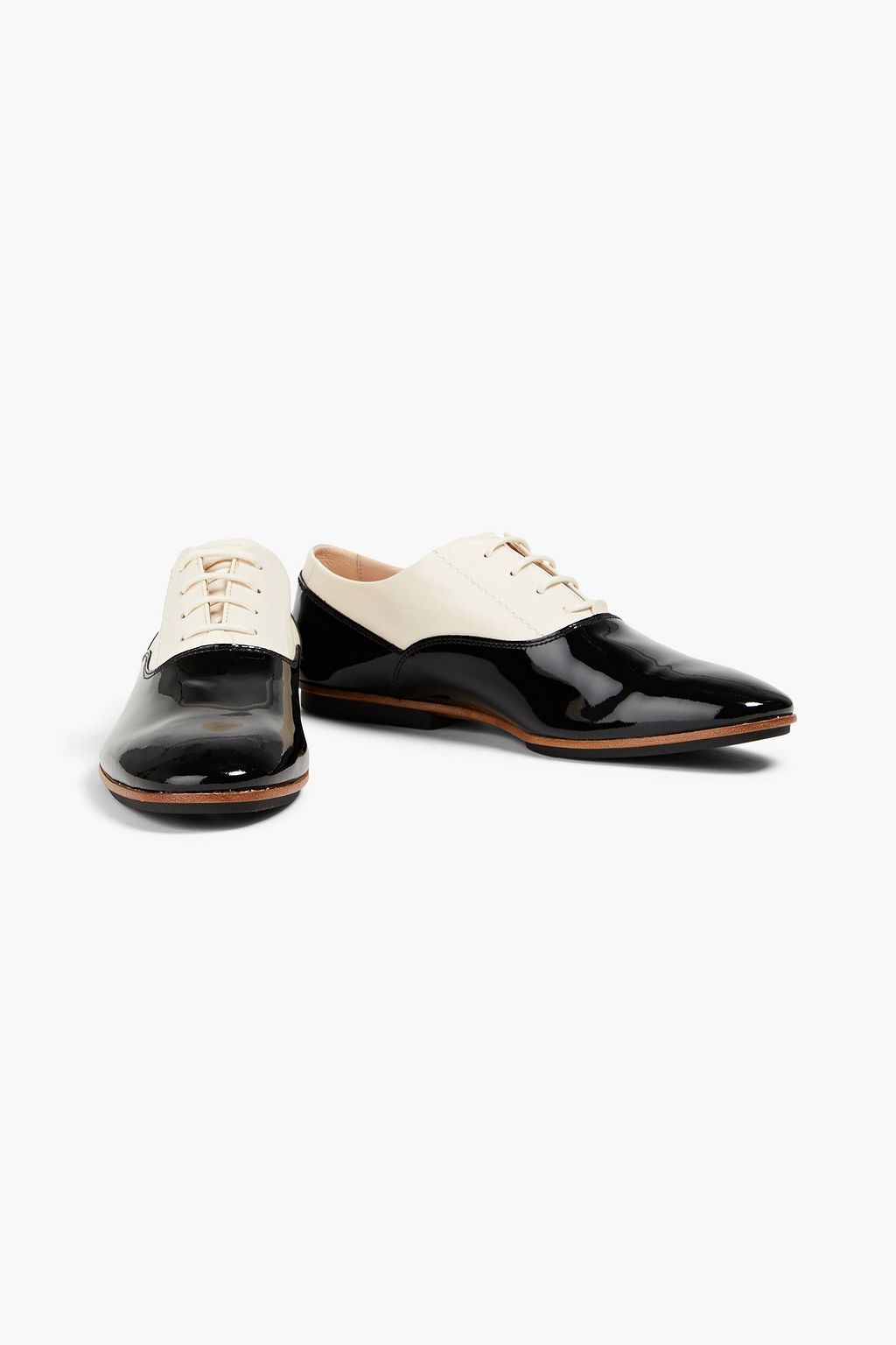 TOD'S Two-tone smooth and patent-leather brogues