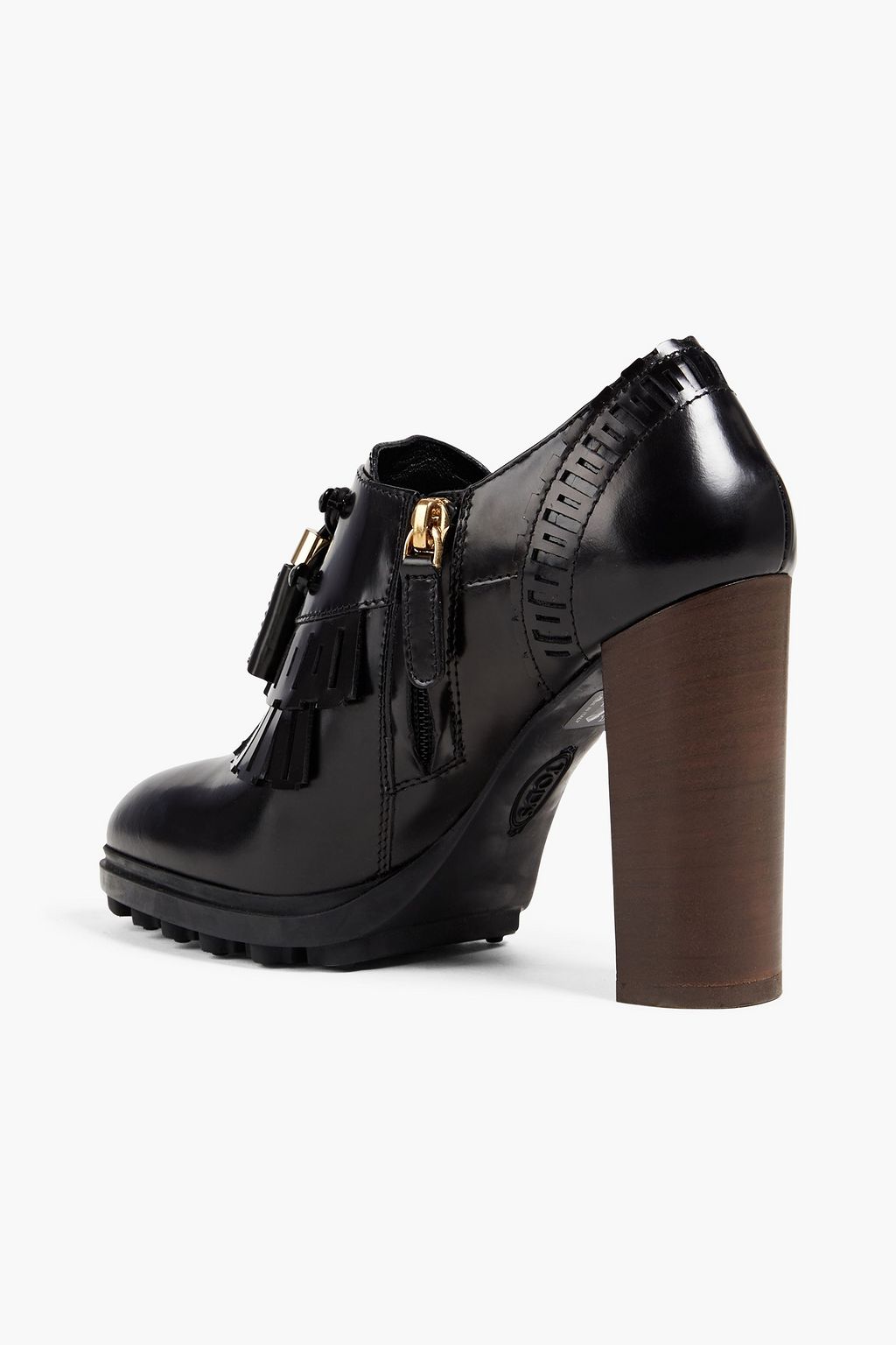 TOD'S Fringed laser-cut leather pumps
