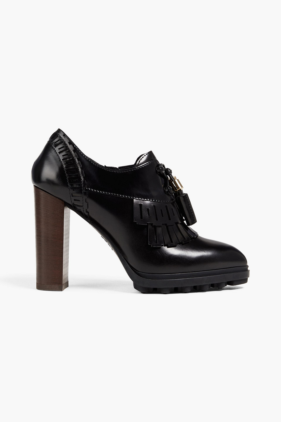 Tod's Tasseled Laser-cut Leather Pumps In Black