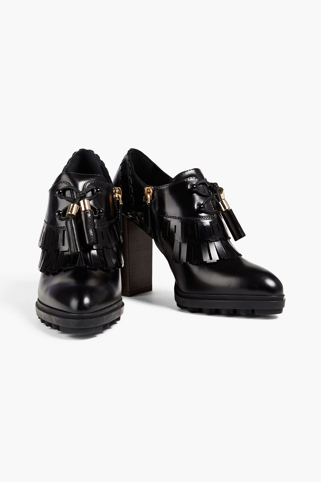 TOD'S Fringed laser-cut leather pumps
