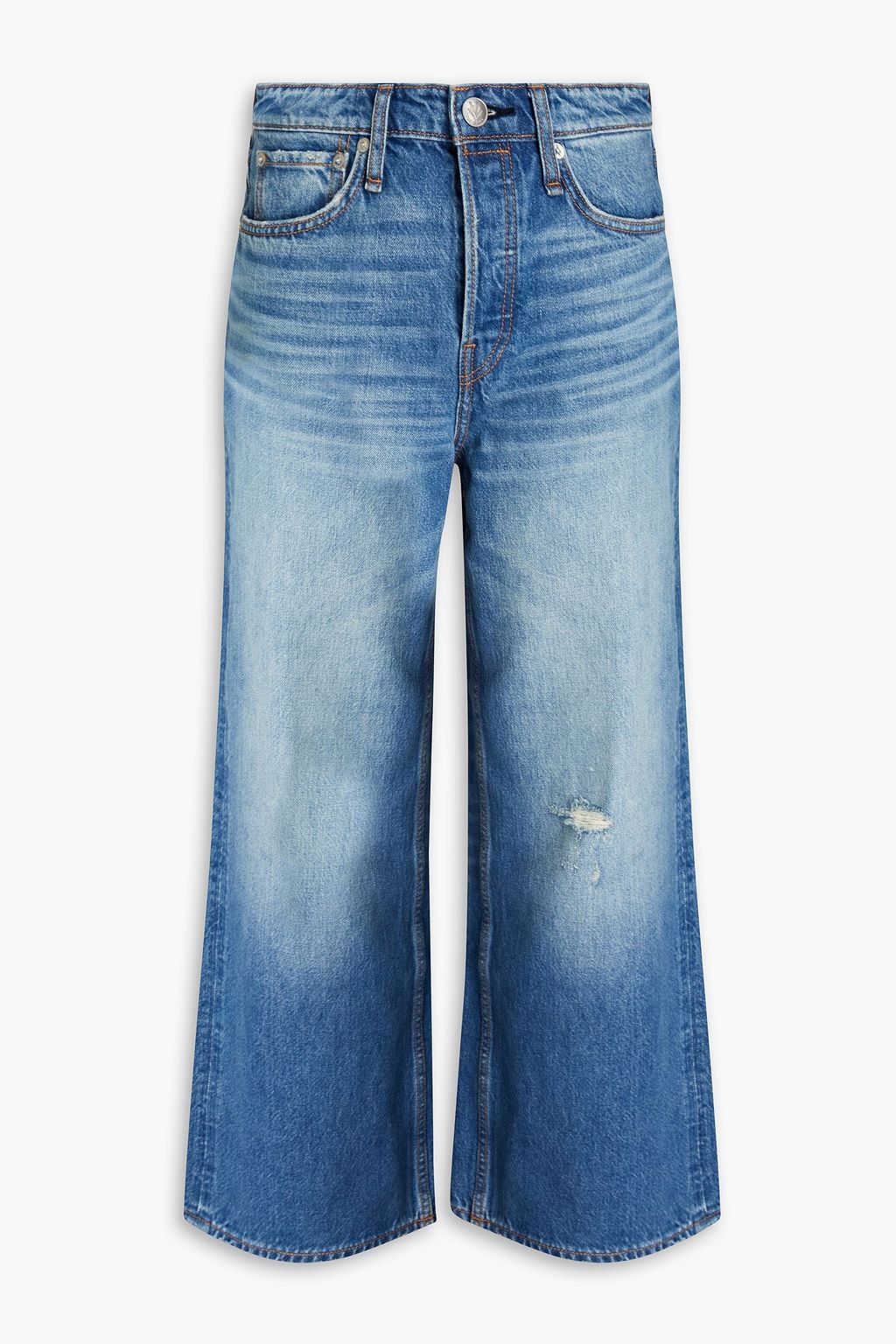 RAG & BONE Maya cropped distressed high-rise wide-leg jeans | THE OUTNET