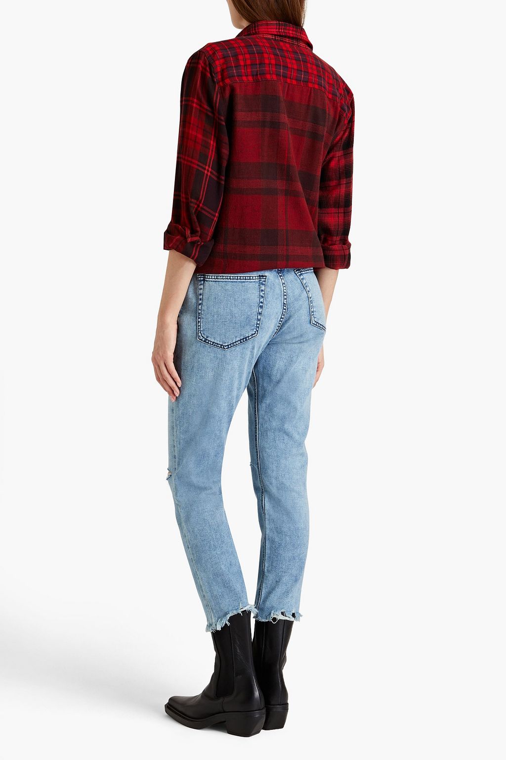RAG & BONE بنطلون جينز «دري» قصير بقصة بوي فريند وبتصميم ممزق