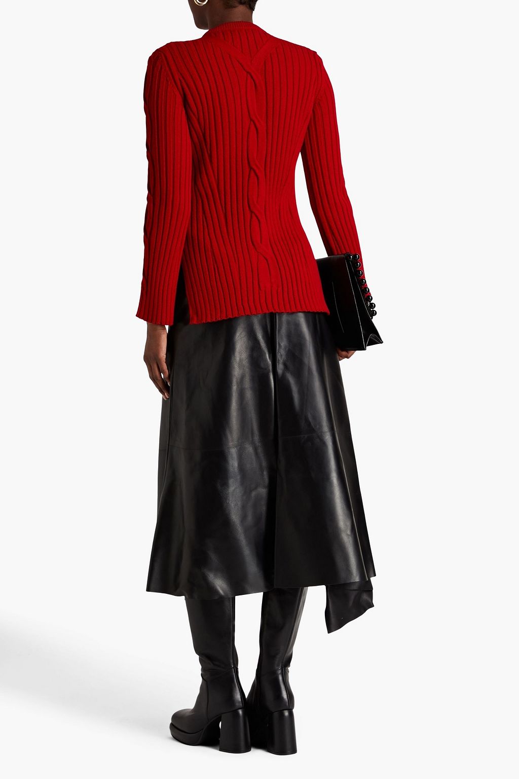 MCQUEEN Cutout ribbed cable-knit wool-blend sweater