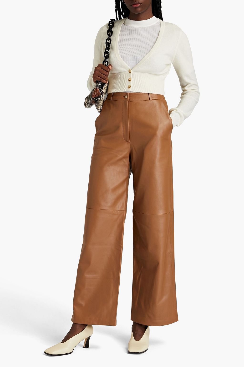 LOULOU STUDIO Noro Lederhose mit weitem Bein