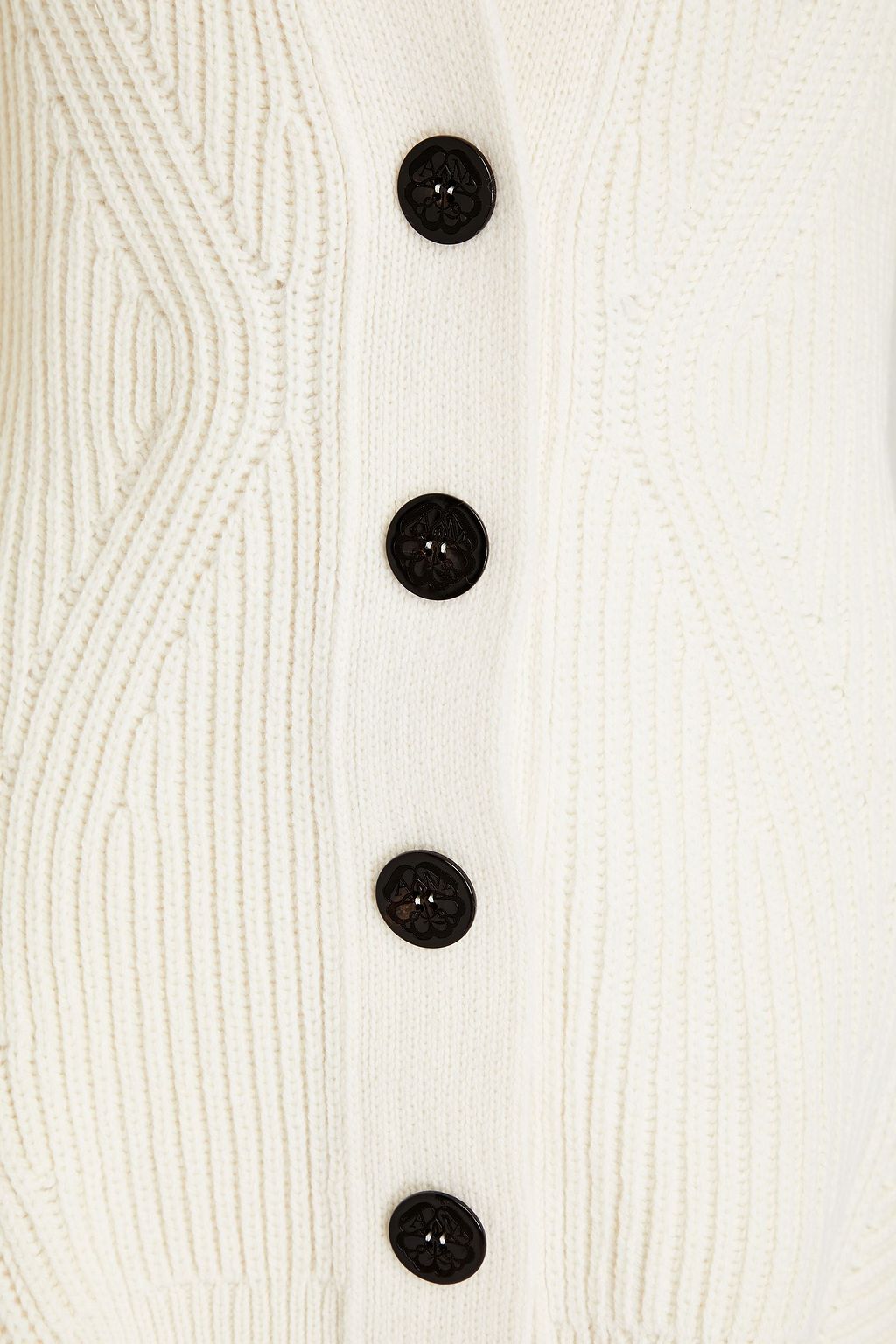 MCQUEEN Ribbed wool and cashmere-blend peplum cardigan