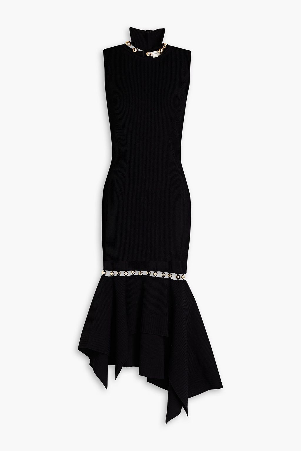 ALEXANDER MCQUEEN Embellished cutout ribbed knit dress THE OUTNET