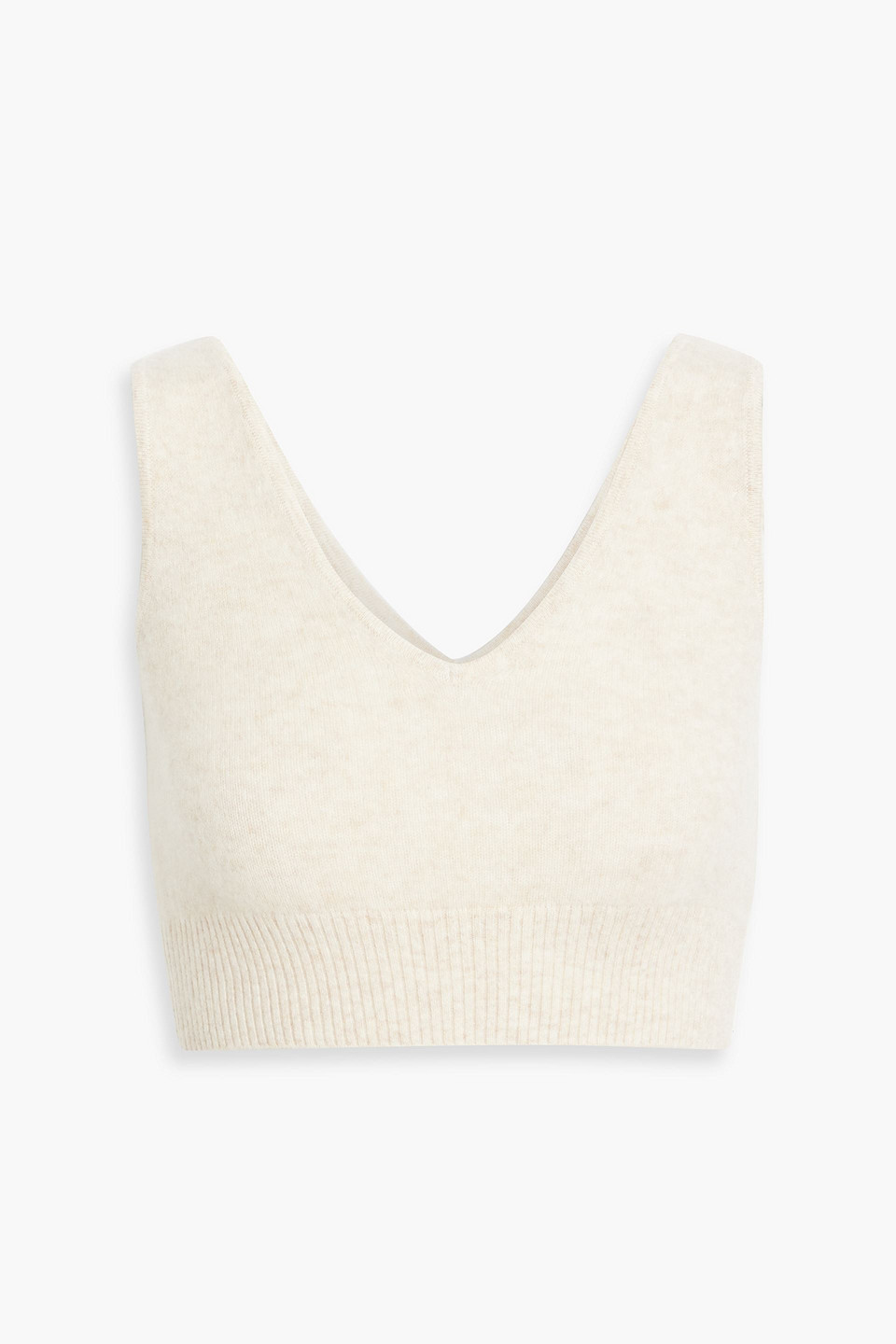 Naadam Cropped Mélange Cashmere Tank In Cream