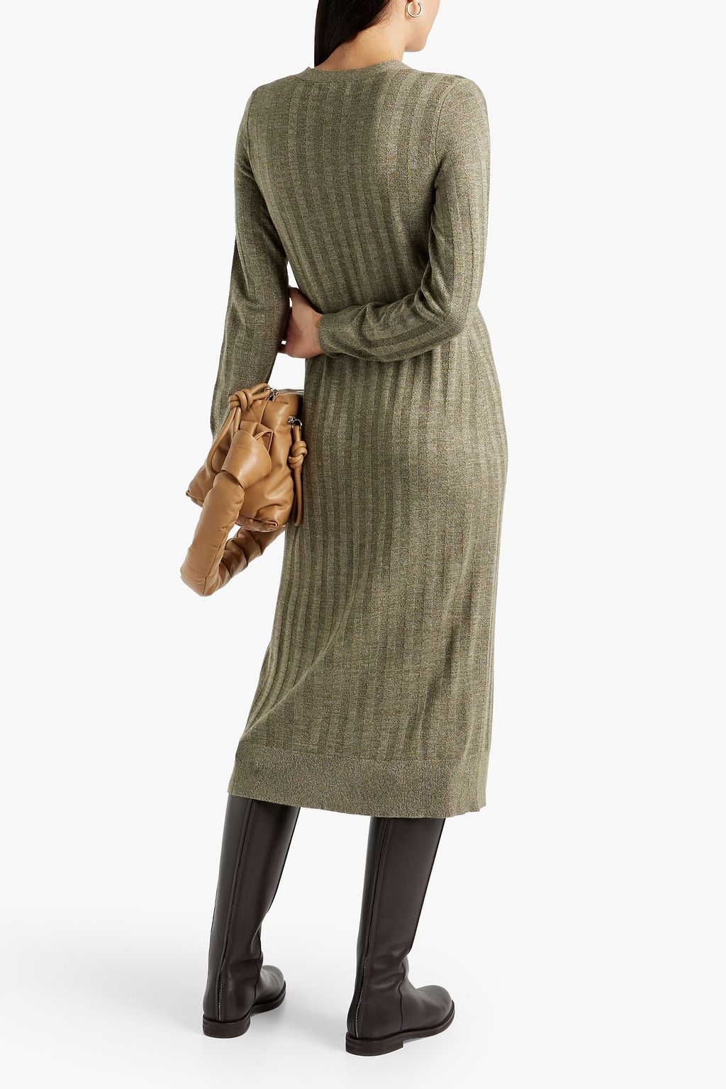 NAADAM Ribbed silk and cashmere-blend midi dress