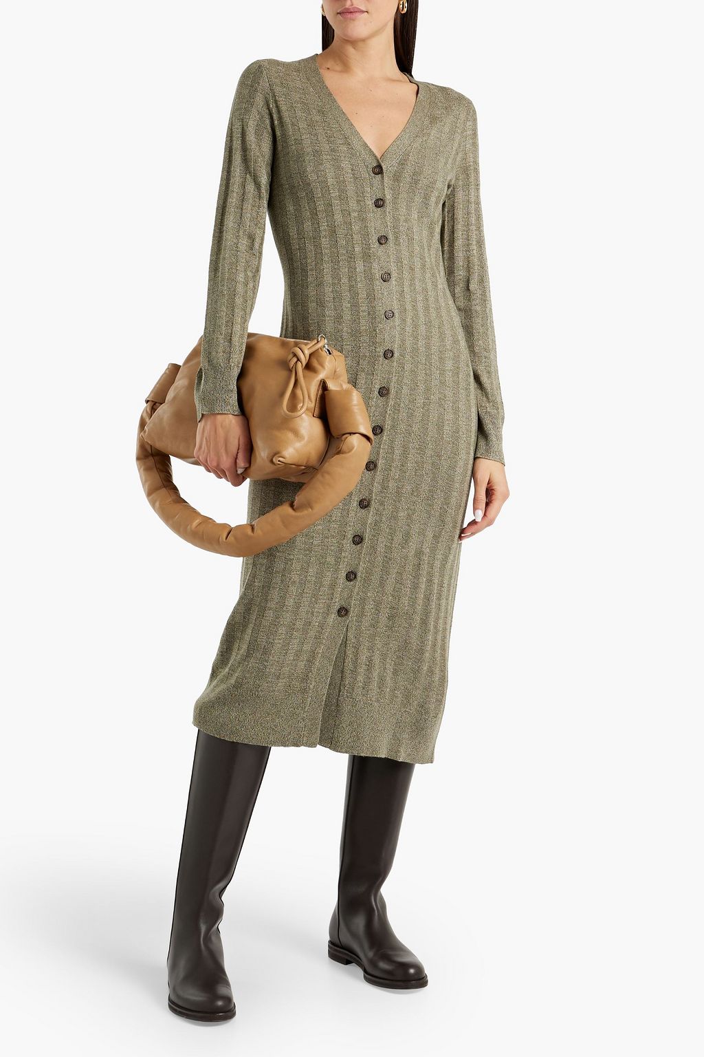 NAADAM Ribbed silk and cashmere-blend midi dress