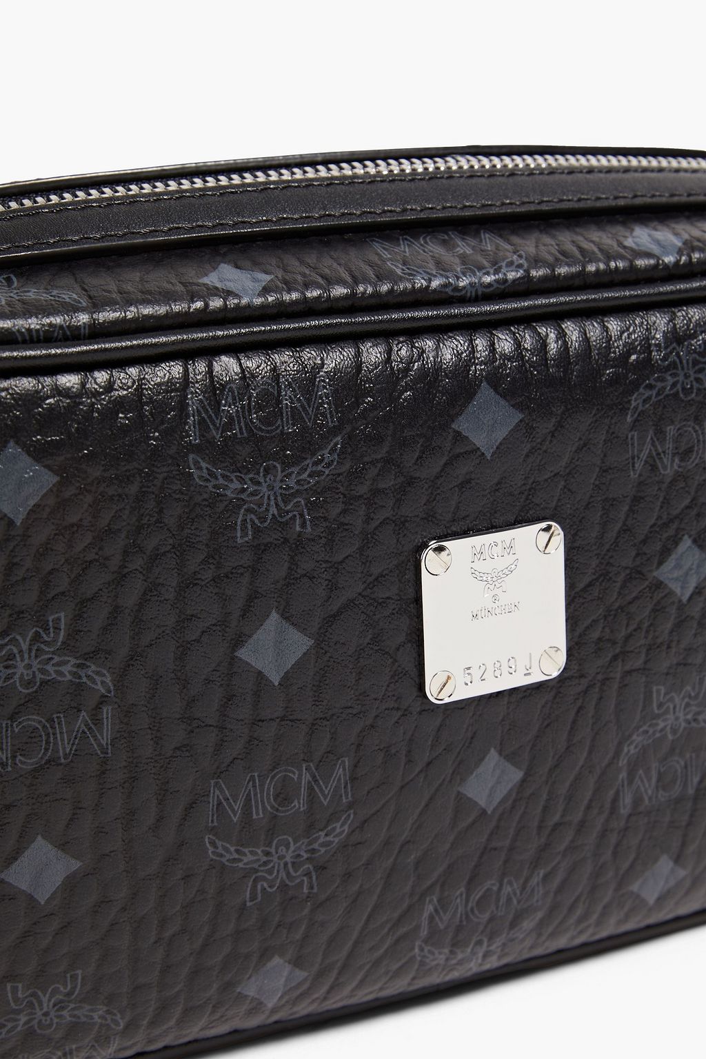 MCM Logo-print faux pebbled-leather shoulder bag