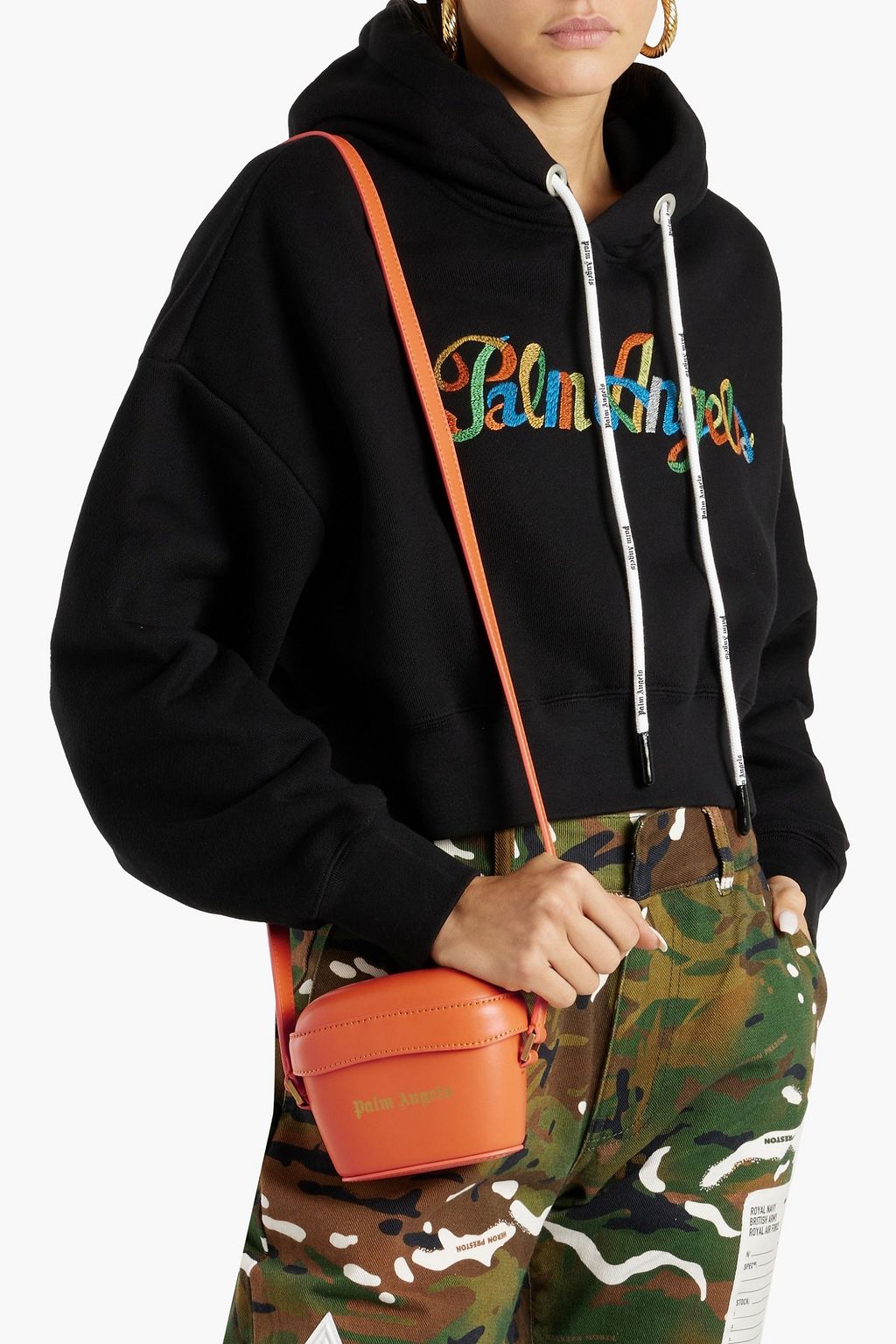 PALM ANGELS Mini Padlock printed leather shoulder bag