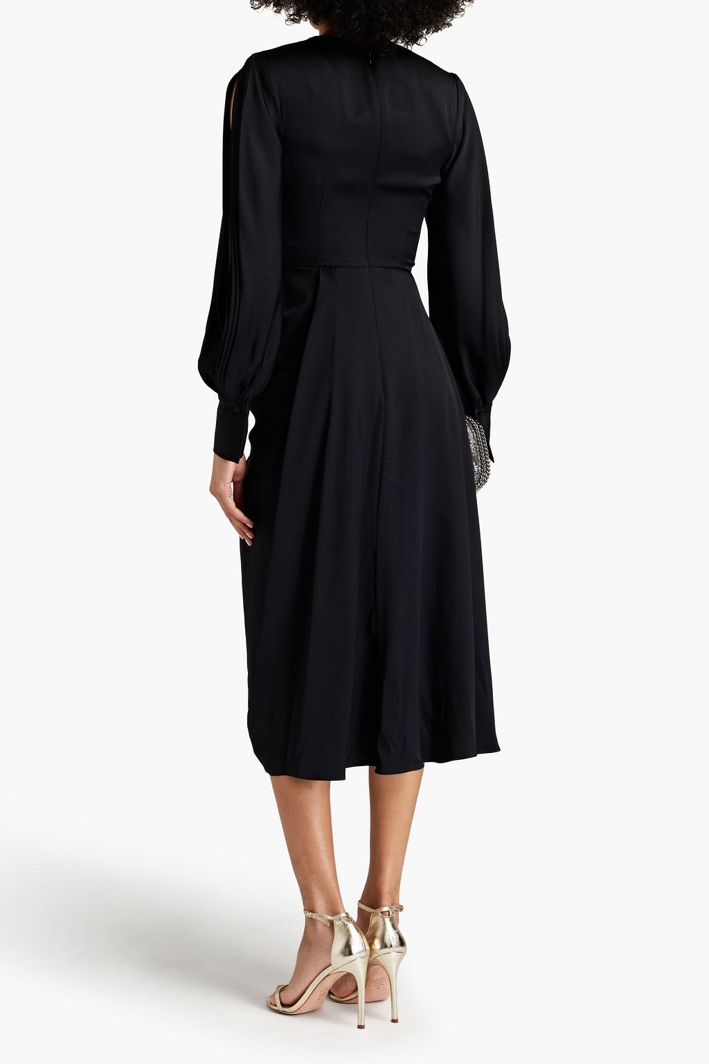 MCQUEEN Pleated silk-satin midi dress