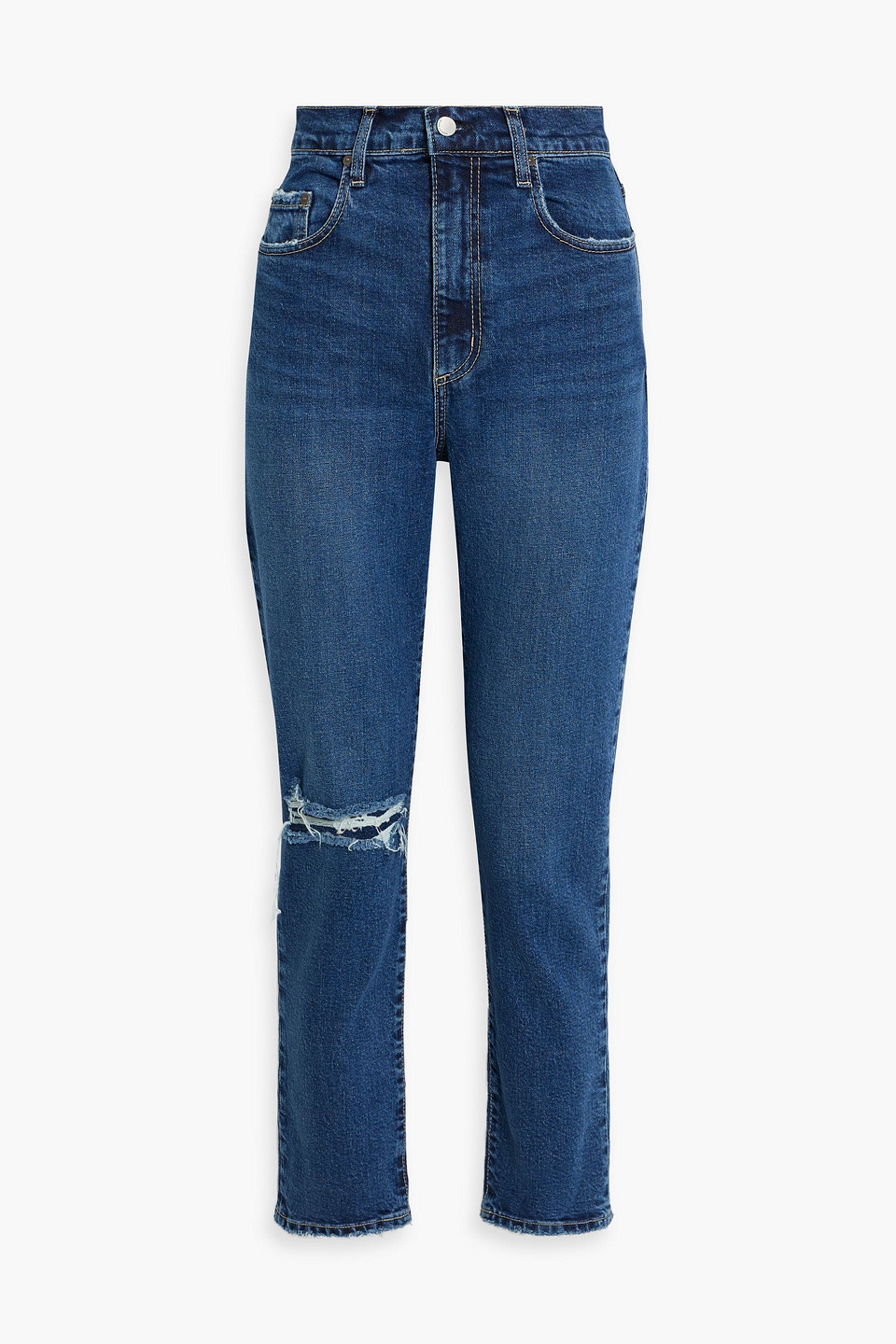 Nobody Denim Frankie Cropped Distressed High-rise Skinny Jeans In Mid Denim