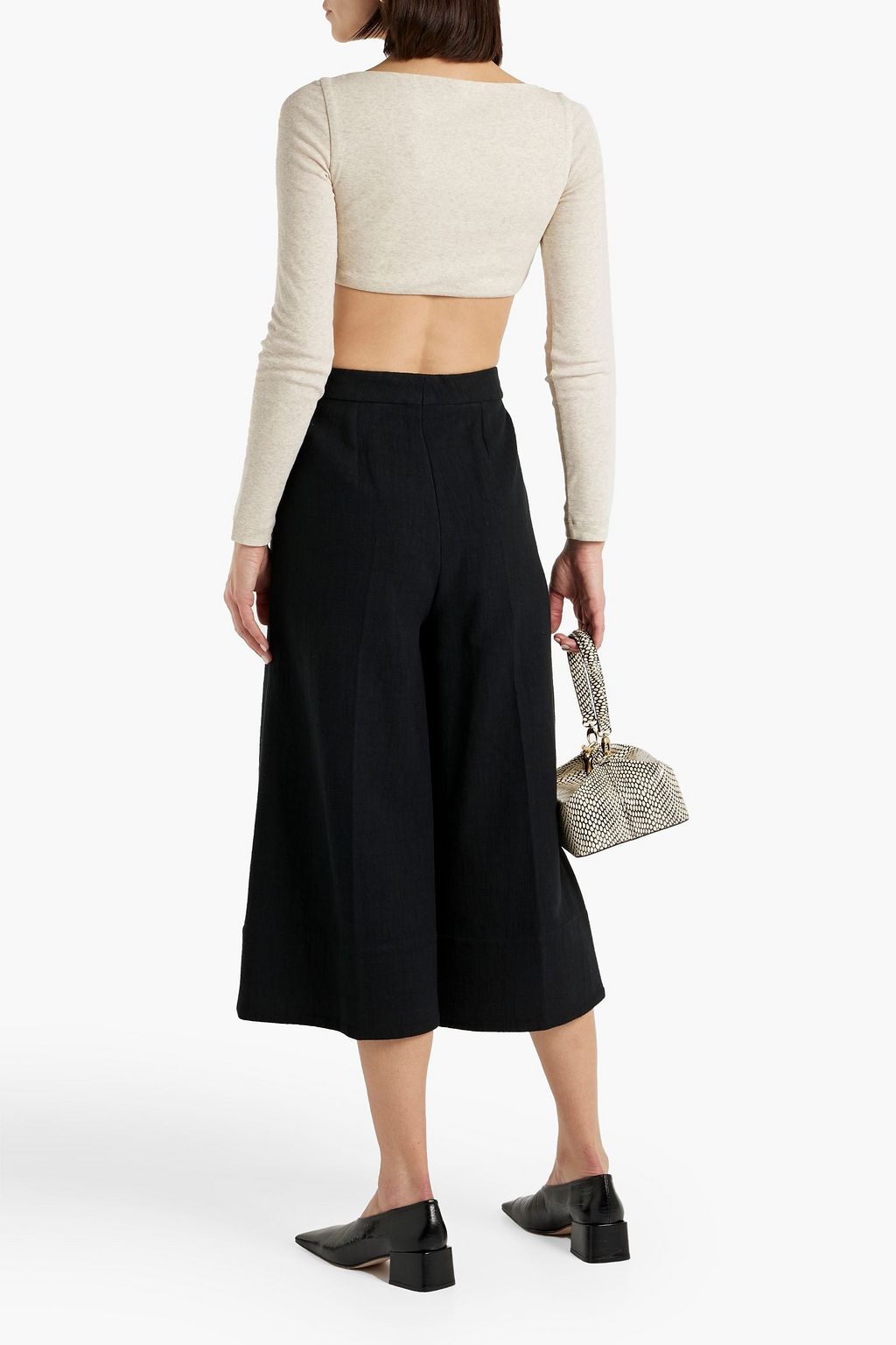 ROSETTA GETTY Cropped mélange cotton-jersey top