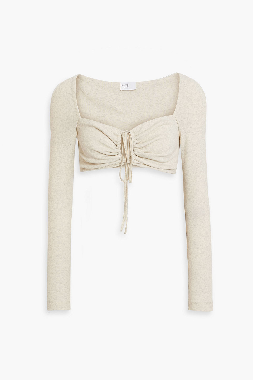 Rosetta Getty Grey Cropped Long Sleeve T-shirt In Light Gray