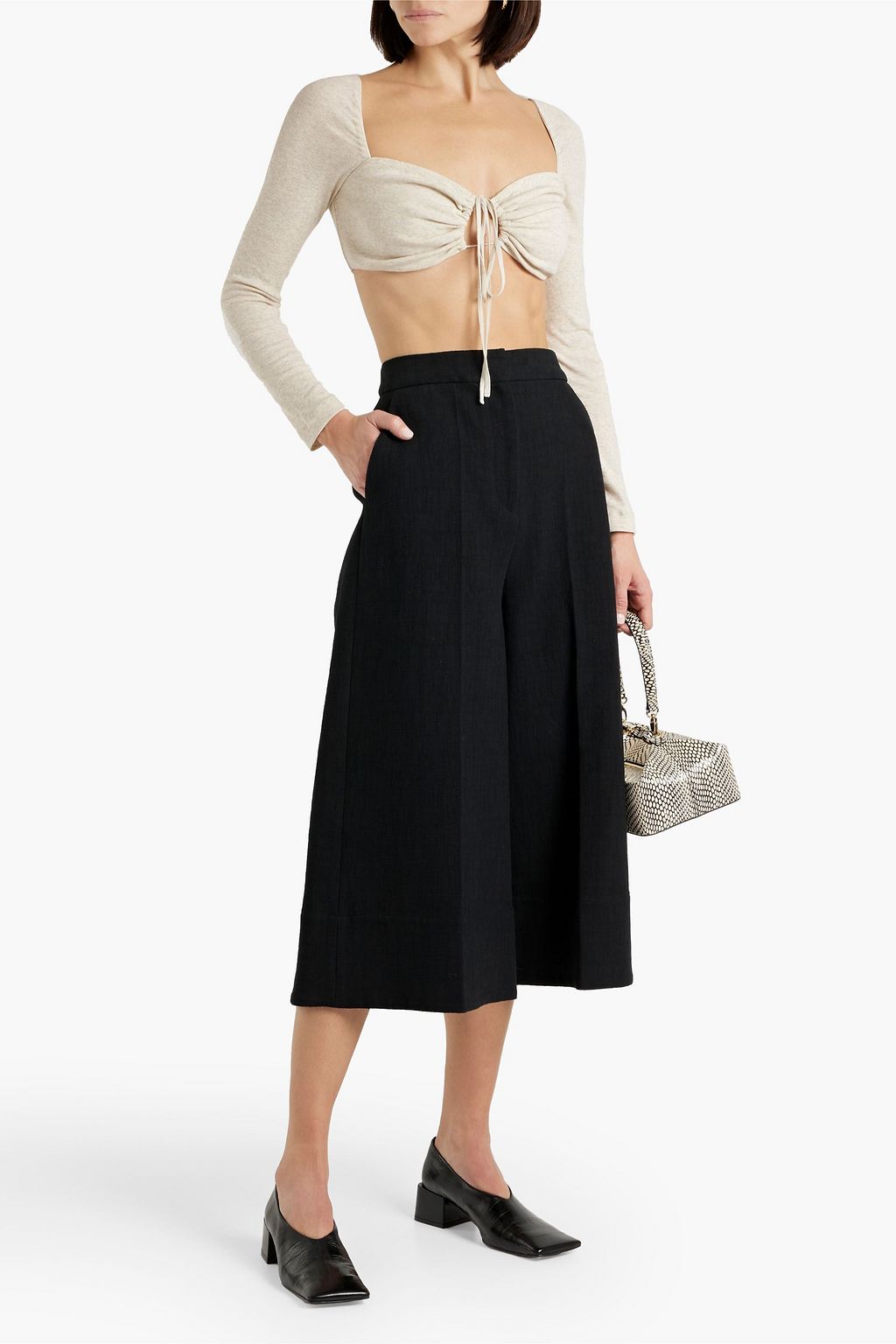ROSETTA GETTY Cropped mélange cotton-jersey top