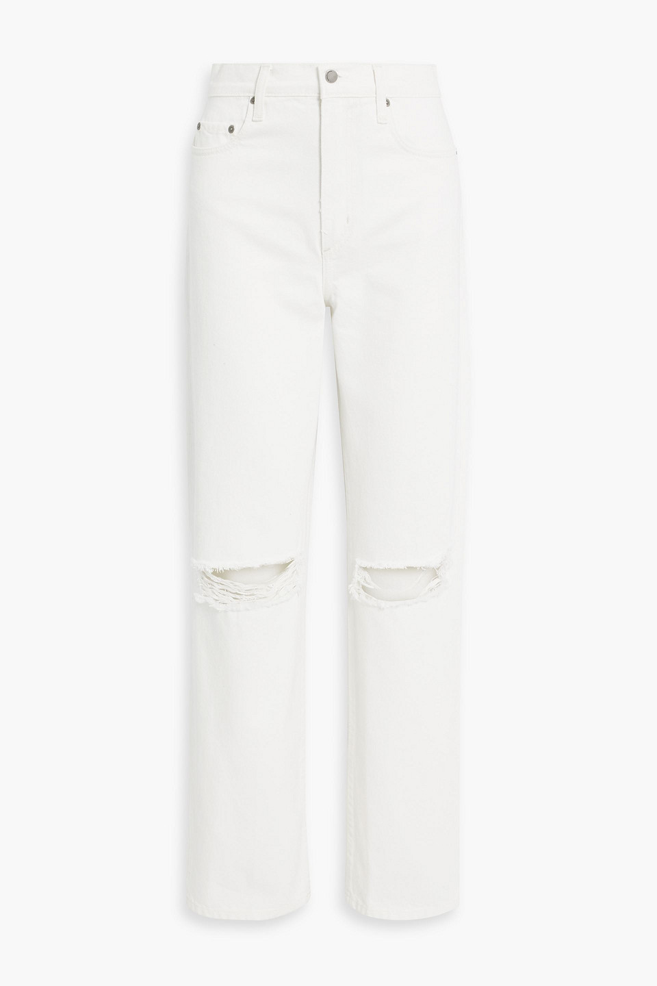 Nobody Denim Love Distressed High-rise Straight-leg Jeans In Off-white