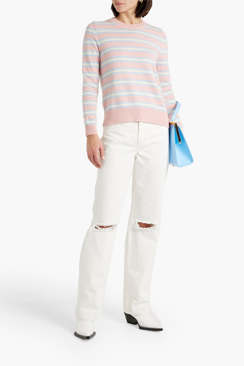 Shop Nobody Denim Love Distressed High-rise Straight-leg Jeans In Off-white