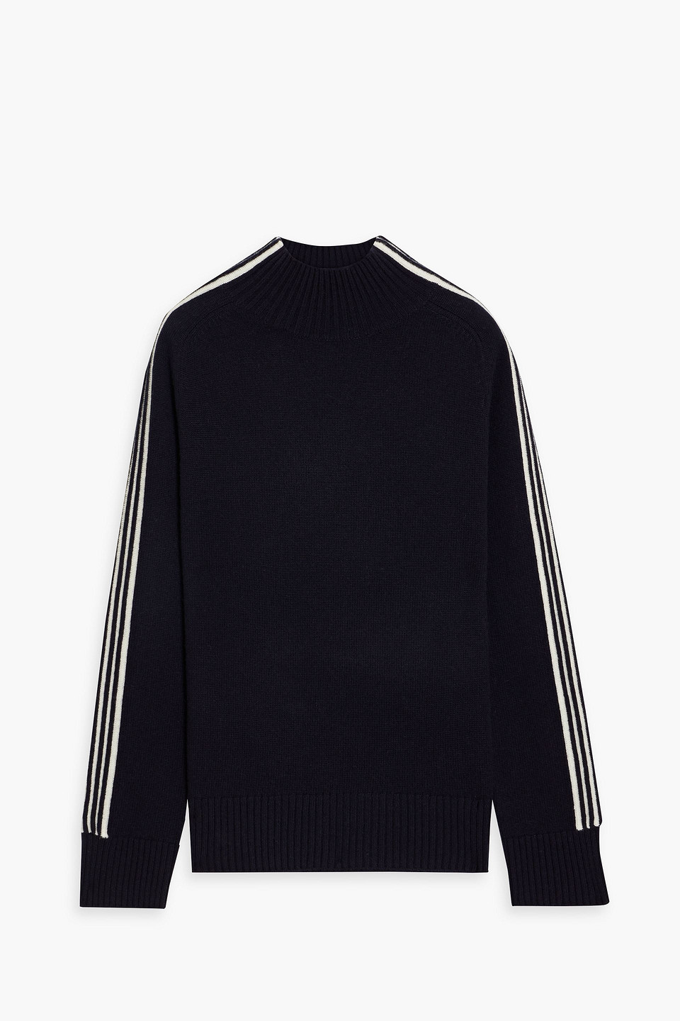 chinti and parker - ripple striped wool and cashmere-blend turtleneck sweater - blue - xl