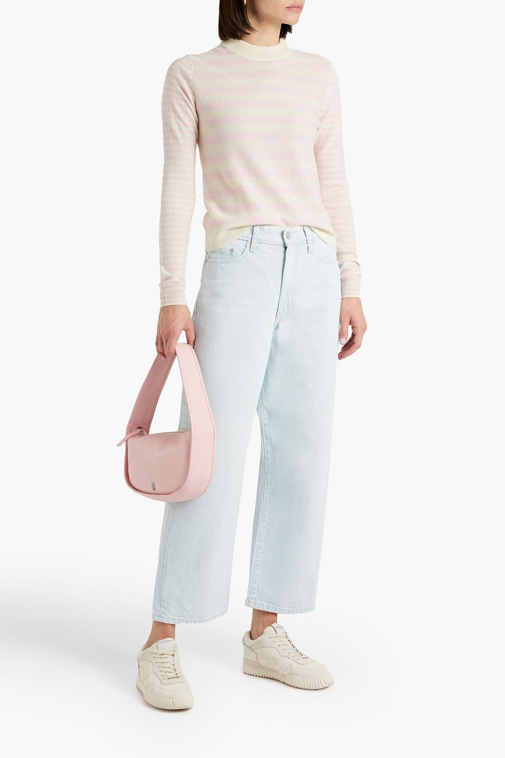CHINTI & PARKER Striped pointelle-knit wool and cashmere-blend sweater