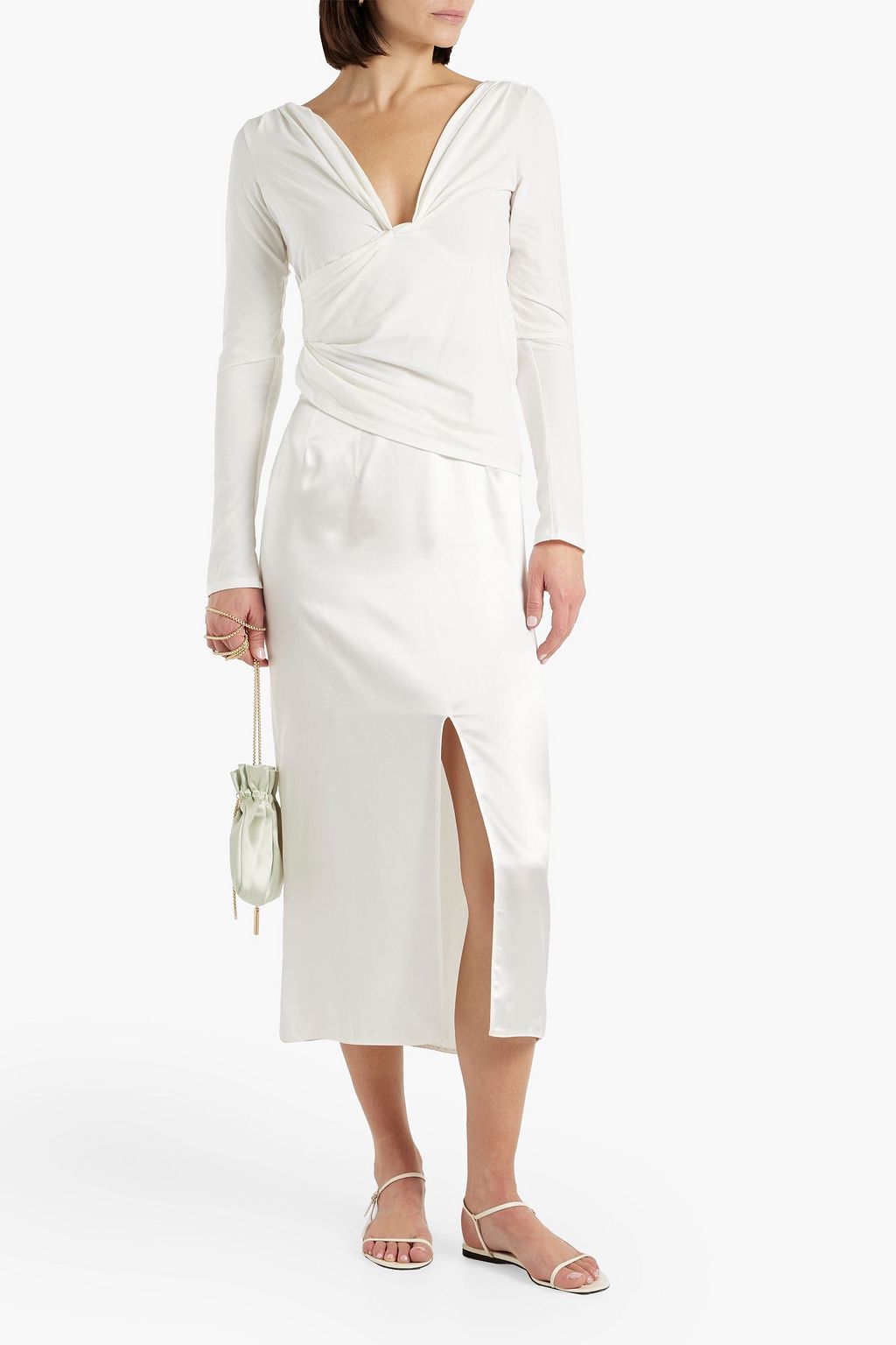 THE LINE BY K Umi wrap-effect stretch-cotton and modal-blend jersey top