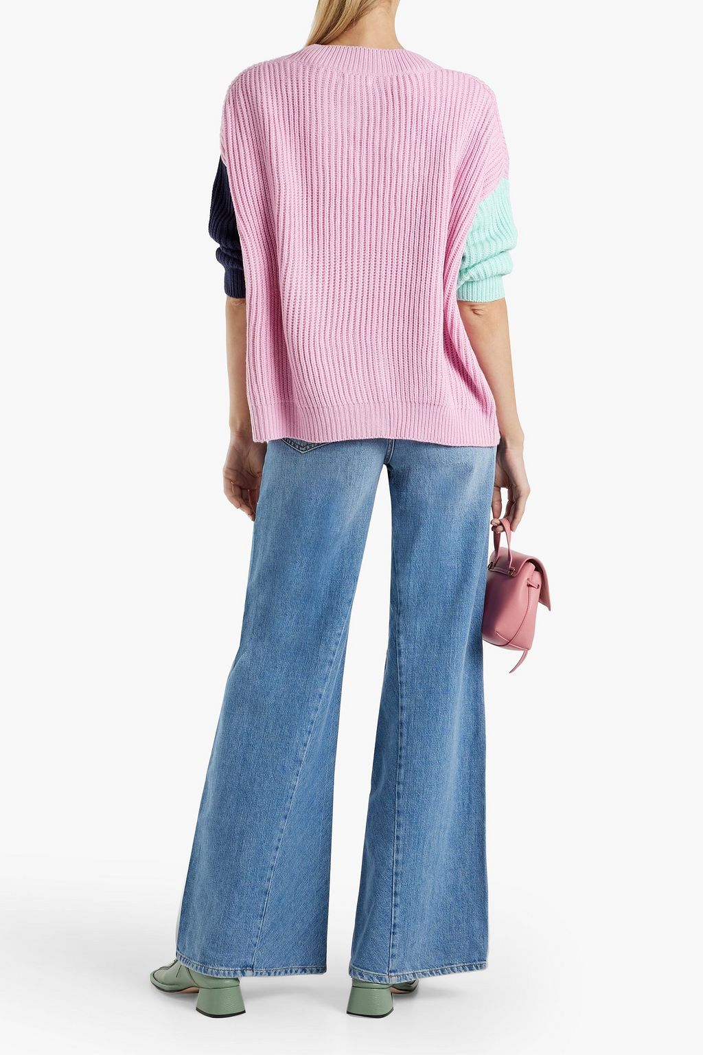 OLIVIA RUBIN Cecily color-block ribbed-knit cardigan