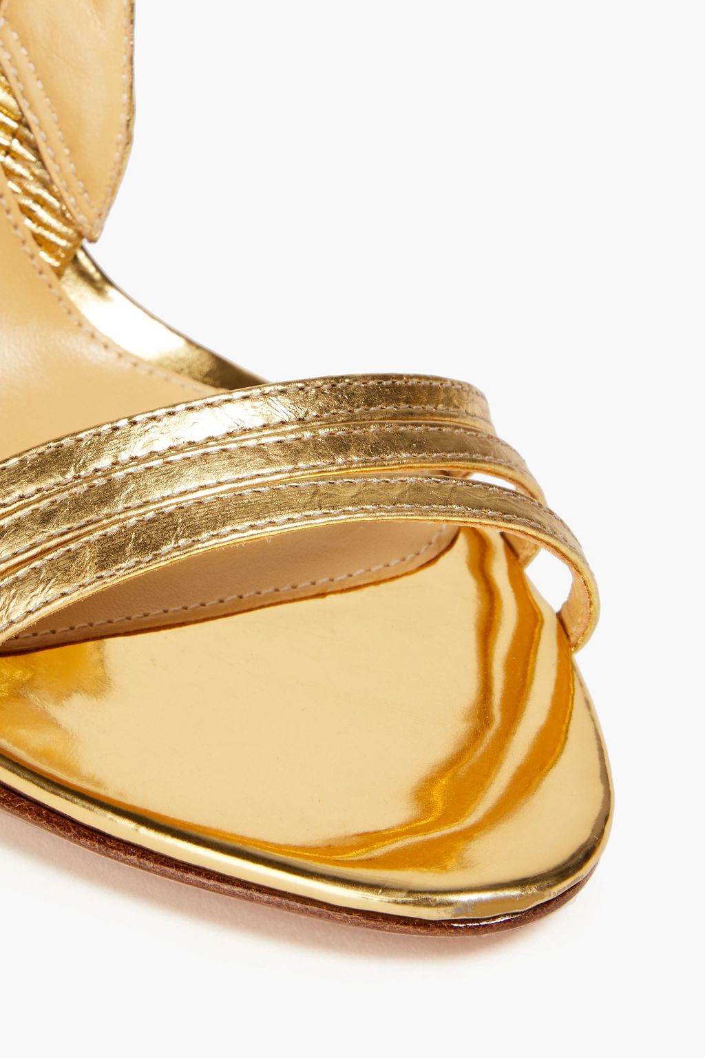 ALEXANDRE BIRMAN Metallic snake-effect leather slingback sandals