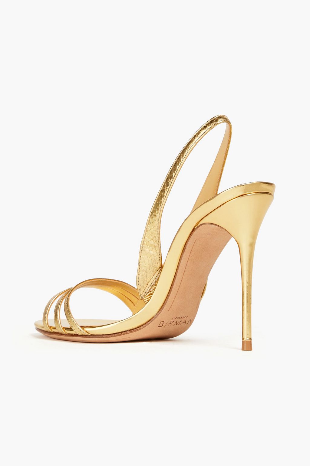 ALEXANDRE BIRMAN Metallic snake-effect leather slingback sandals
