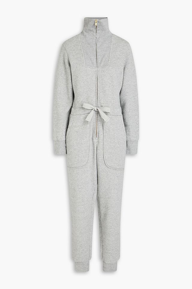 Crosby cropped mélange French cotton-terry jumpsuit