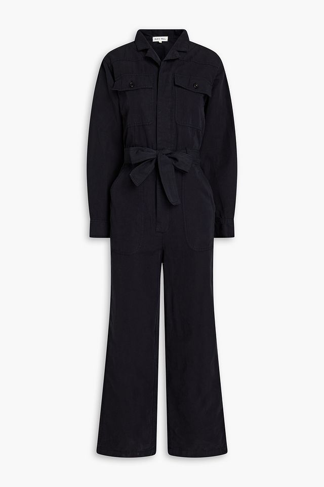 Mel belted cotton and linen-blend twill jumpsuit