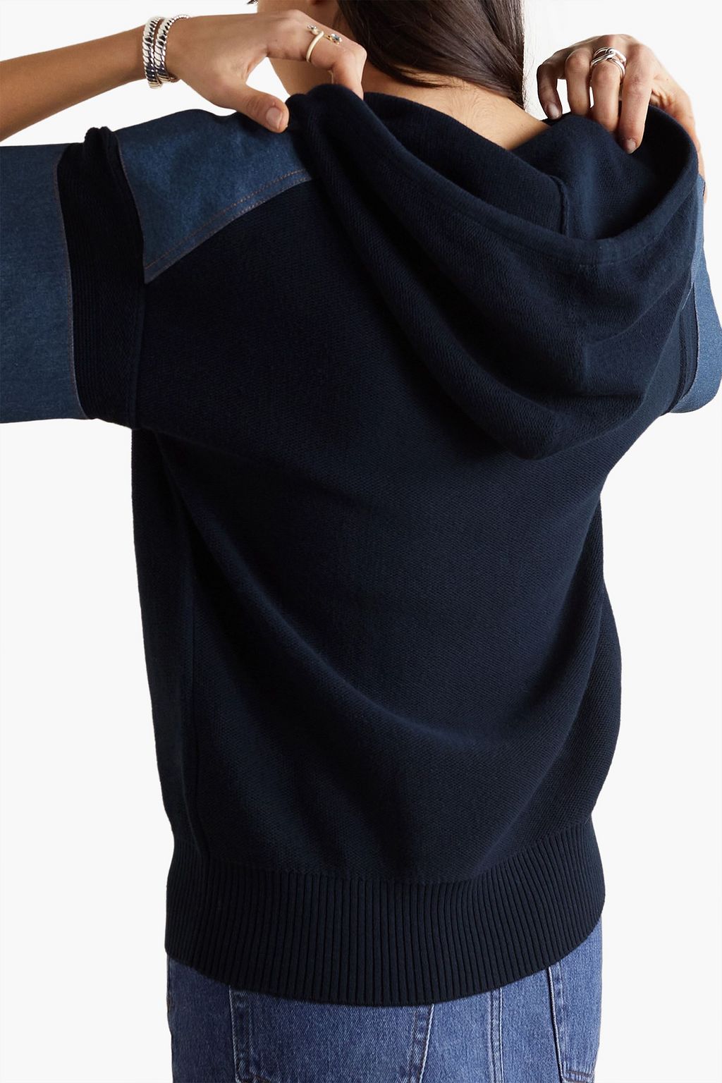 SEE BY CHLOÉ Denim-paneled cotton hoodie