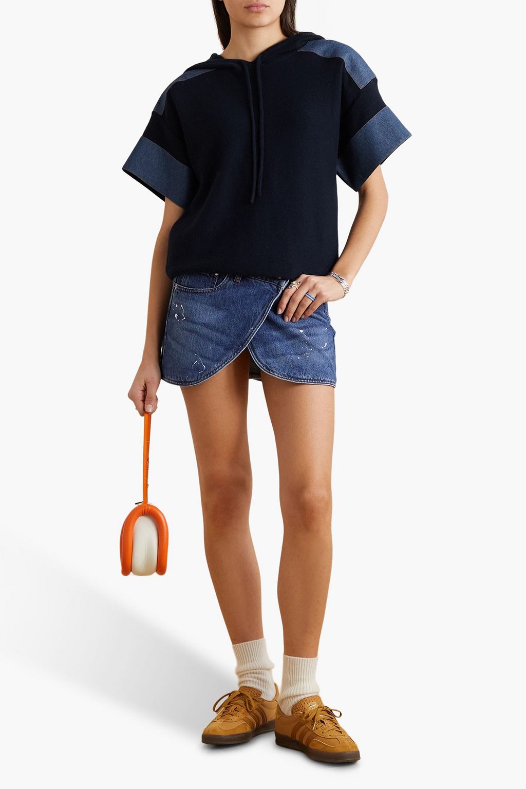 SEE BY CHLOÉ Denim-paneled cotton hoodie