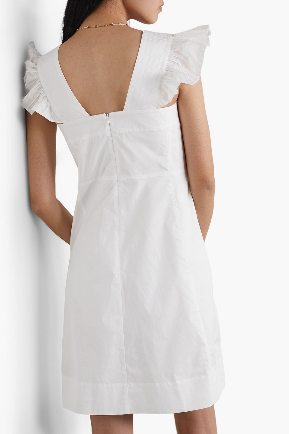 Shop See By Chloé Ruffled Cotton-poplin Mini Dress In White