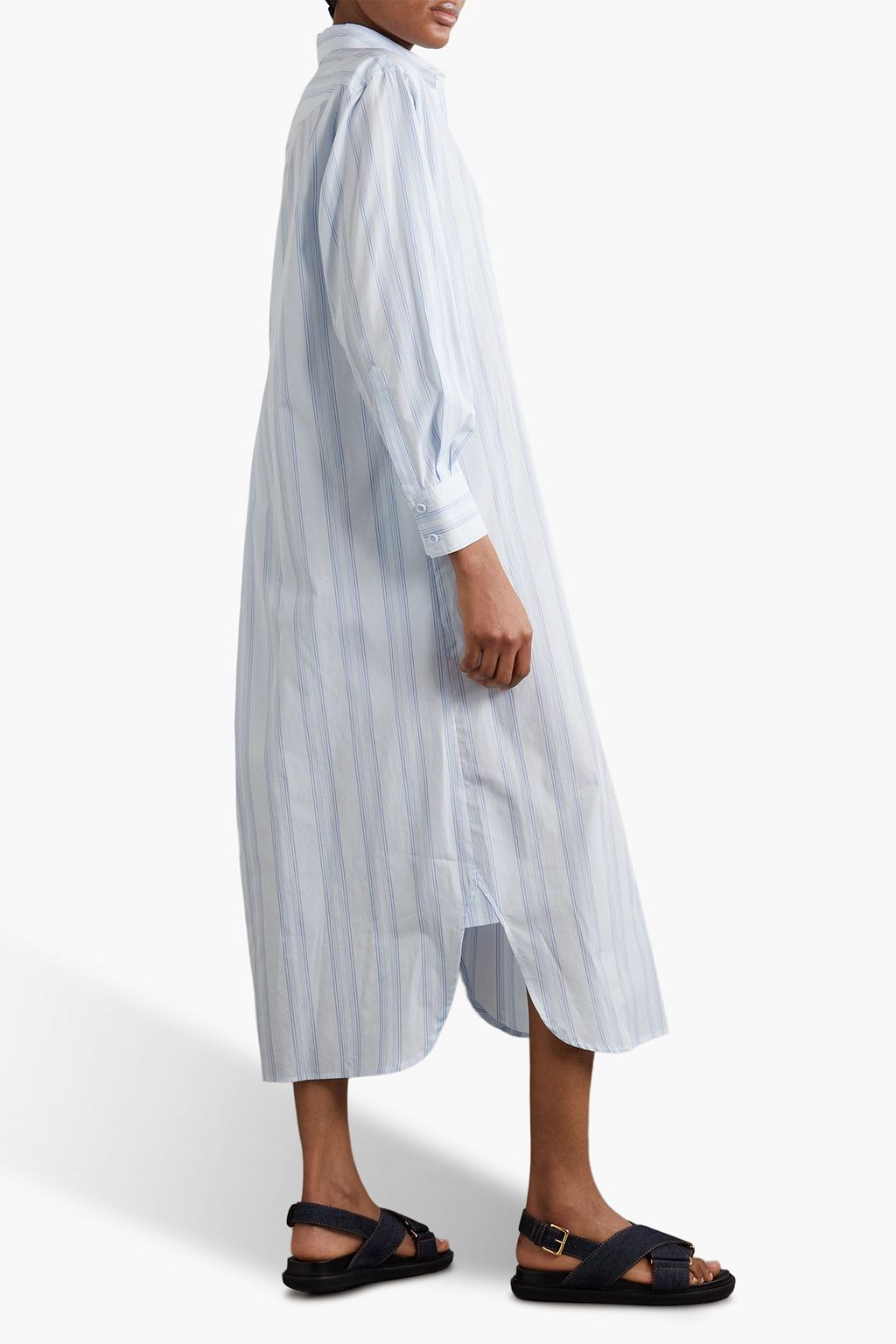 SEE BY CHLOÉ コットンポプリン ミディシャツワンピース ストライプ