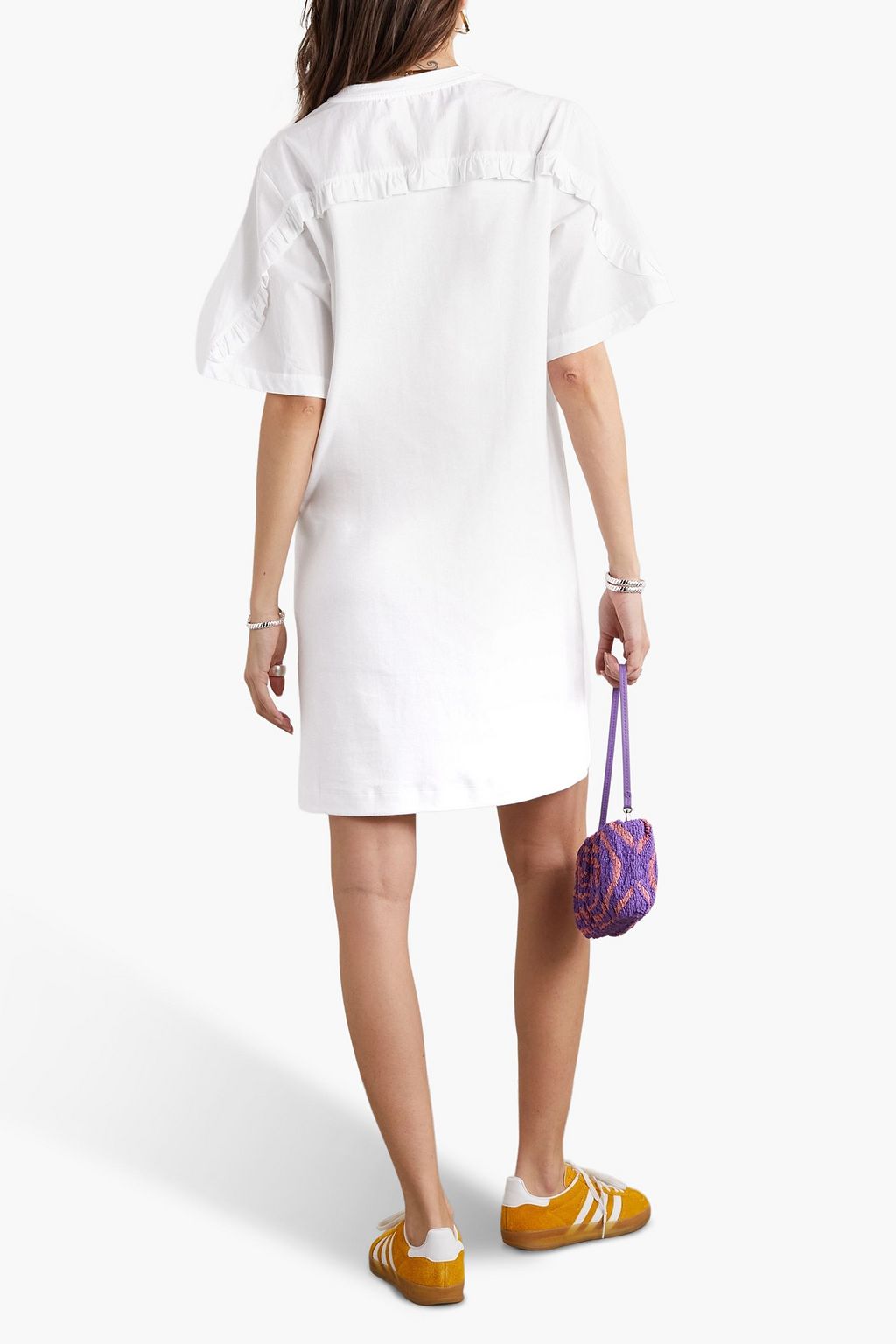 SEE BY CHLOÉ Poplin-paneled ruffled cotton-jersey mini dress