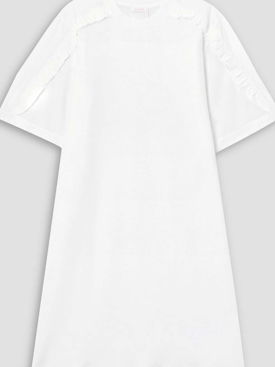 poplin-paneled ruffled cotton-jersey mini dress