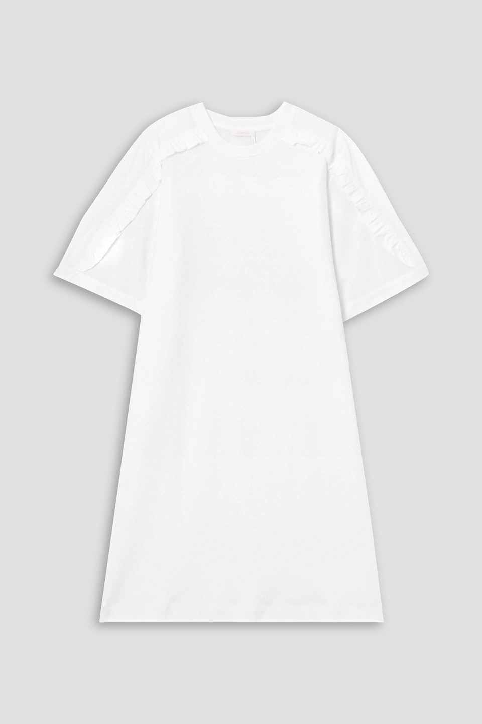 See By Chloé Poplin-paneled Ruffled Cotton-jersey Mini Dress In White