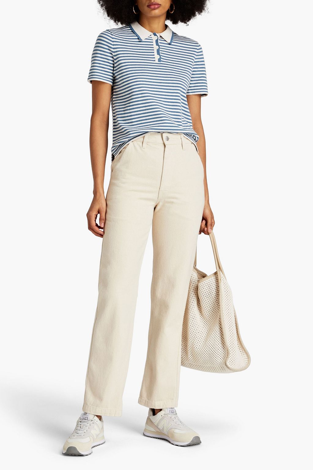 ALEX MILL Carly striped cotton polo shirt