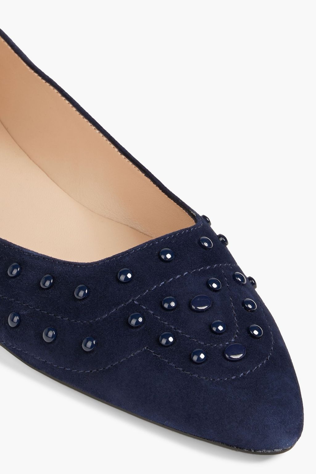 TOD'S Studded suede point-toe flats