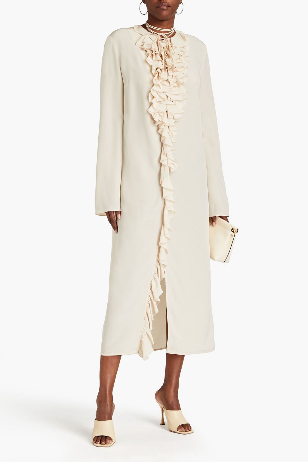 MAGDA BUTRYM Ruffled silk midi shirt dress